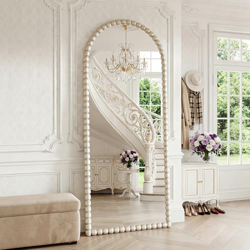 Antique Silver Full Length Mirror 71x28 in, Beaded Standing Mirror - color: Antique Silver