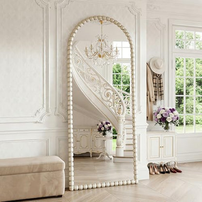 Antique Silver Full Length Mirror 71x28 in, Beaded Standing Mirror - color: Antique Silver
