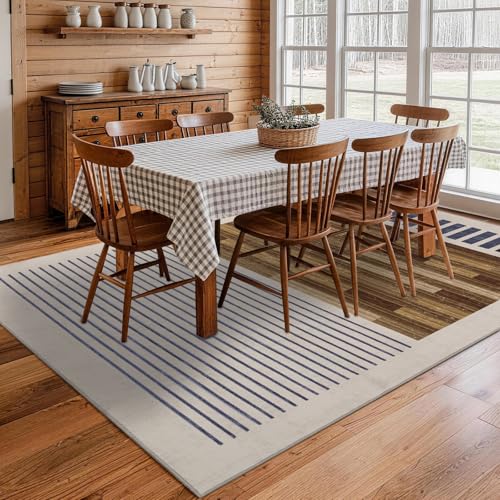 6x9 Washable Area Rug for Living Room, Abstract Striped, White Brown Black - color: Beige Brown, size: 6' x 9'(Rectangular)
