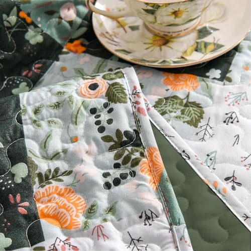 Exclusivo Mezcla Reversible Boho Quilted Throw Blanket, 50"x 60" - color: Patchwork Green, size: 50 x 60 inch