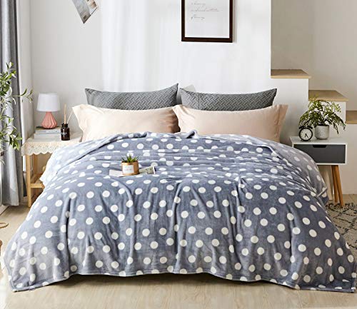 Plush Blanket King Size(90" x 104"), Flannel Fleece Blanket, Soft Microfiber Cozy Lightweight Solid Color Bed Couch for All Season, Dot Grey - color: Dotgrey, size: King