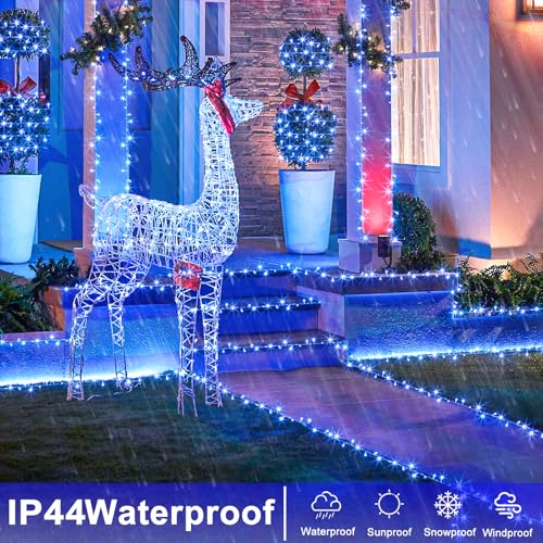 82FT 250 LED String Lights Indoor, Blue Christmas Lights Outdoor - color: Blue, size: 82FT 250LED