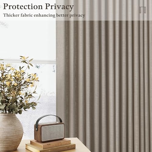Extra Long Semi Sheer Linen Pleat Curtains Burlywood Birch 126 Inch Long - color: Burlywood Birch, size: 50"W x 126"L (Pack of 2)
