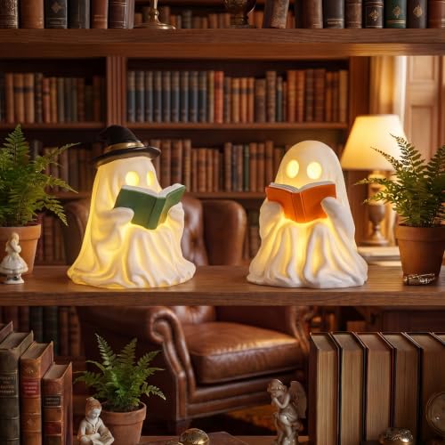 Fumete 2 Pcs Halloween Decorations Indoor - Light Up Reading Ghost Couple - style: Reading Ghosts