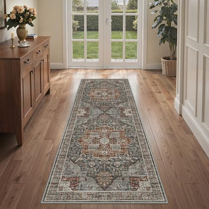 Roxstand 2x6 Washable Runner Rug, Non Slip Hallway Rugs Grey/Brown/Tan - color: Grey/Brown/Tan, size: 2'x6'(Runner)