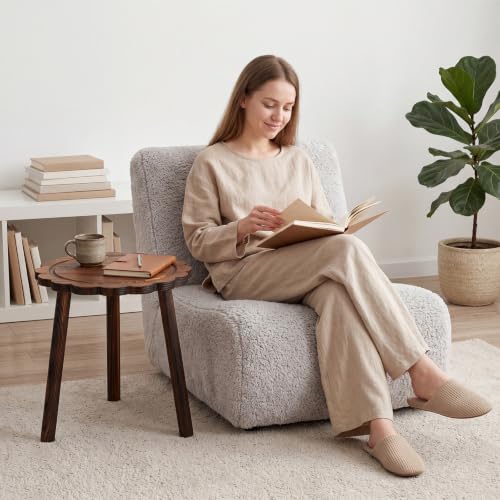 Nuanchu Scalloped Small Wood Plant Stand Indoor Fall Single Plant Stool 11"