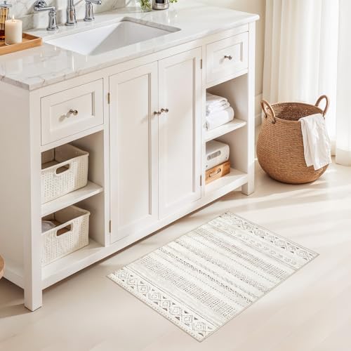 cotiled Washable 2x3 Entryway Rugs: Boho Moroccan Soft Small Rug - color: Light Brown/Cream, size: 2' x 3' (Rectangular)