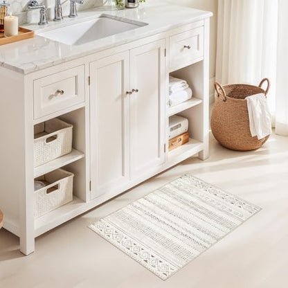 cotiled Washable 2x3 Entryway Rugs: Boho Moroccan Soft Small Rug - color: Light Brown/Cream, size: 2' x 3' (Rectangular)