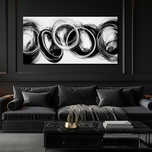 MXUNYZ Abstract Canvas Wall Art Black and White Wall Decor 48x24 Inch - color: Black, size: 48"L x 24"W