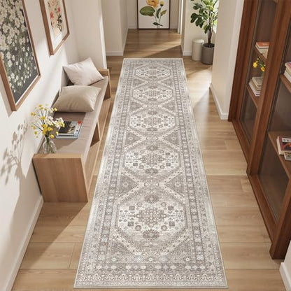befbee 2'6"x12' Runner Rug for Hallway Washable Non Slip Kitchen Rug - color: Brown/Beige, size: 2'6" x 12' (Runner)