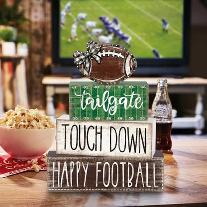 4Pcs Football Table Decoration Happy Football Wooden Block Sign - style: Football