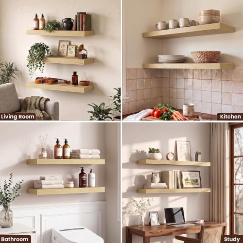 Dreamland 16" Floating Shelves 6.7" Deep Wall Mounted Set of 2 Oak - color: Oak, size: 6.7"D x 16"L