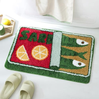 TRUEDAYS Sardine Bath Mat, Cute Bath Mat for Bathroom 20x30 Inch, Green - color: Green, size: 20x30 inches (Rectangular)