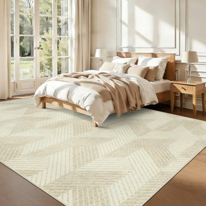 MXSANYOO Area Rugs 9x12 for Living Room, Washable Geometric Beige Carpet - color: Beige, size: 9' x 12' (Rectangular)
