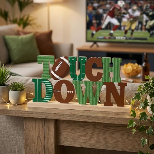 Football Table Decor Centerpiece, Touch Down Metal Table Sign - style: Touch Down Football