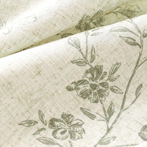 jinchan Alisa Ruffled Floral Valance Curtain 18 Inch 1 Panel Green on Linen - color: Alisa Green on Linen