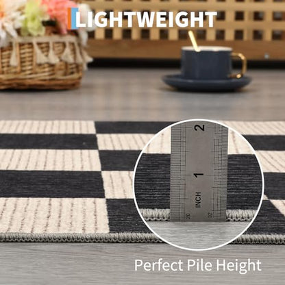 Garvee Modern Rug 5x7 Area Rugs for Living Room Washable Rugs, Black - color: Checkered - Black, size: 5' x 7' (Rectangular)