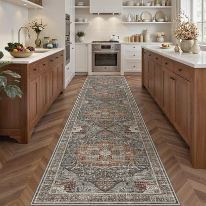 Roxstand Washable 2.6x10 Hallway Runner Rug, Grey/Brown/Tan - color: Grey/Brown/Tan, size: 2'6"x10'(Runner)