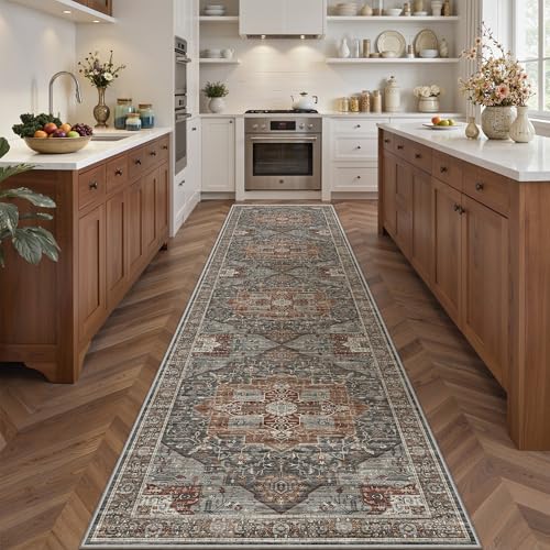 Roxstand Washable 2.6x10 Hallway Runner Rug, Grey/Brown/Tan - color: Grey/Brown/Tan, size: 2'6"x10'(Runner)