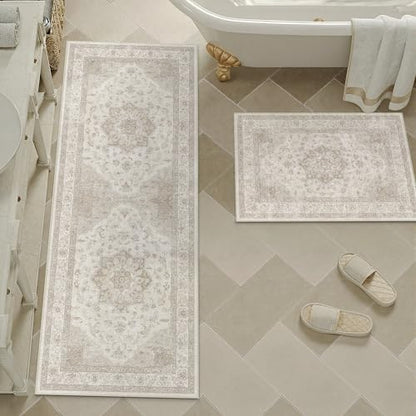 HUGEAR 3-Piece Beige Neutral Kitchen Rug Set - color: Beige, size: 20"x32"+20"x48"+20"x59"
