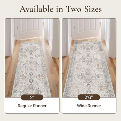 GENIMO 2'6"x9' Washable Runner Rug Non Slip for Hallway, Light Taupe Brown - color: Light Taupe Brown, size: 2'6" x 9' (Runner)