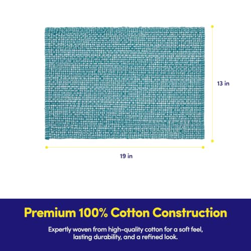 Sweet Home Collection 100% Cotton Placemats for Dining Room Rectangle Two Tone Woven Fabric 13" x 19" Soft Durable Table Mat Set, Set of 4, Turquoise - color: Turquoise, size: Rectangle 13" x 19"