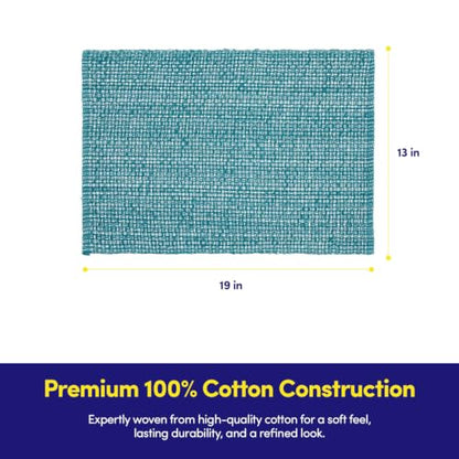 Sweet Home Collection 100% Cotton Placemats for Dining Room Rectangle Two Tone Woven Fabric 13" x 19" Soft Durable Table Mat Set, Set of 4, Turquoise - color: Turquoise, size: Rectangle 13" x 19"