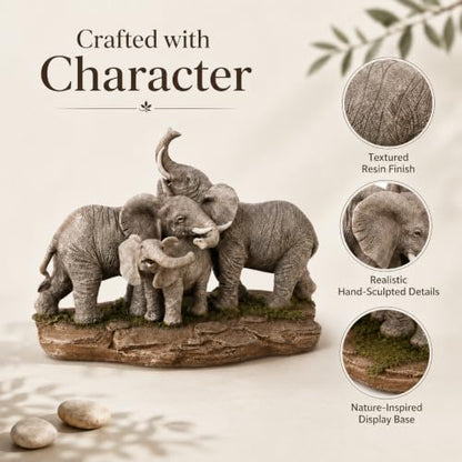 Comfy Hour 9.2 Inch Elephant Statue, Family Decor, 1 Unit - color: Earthy Tones