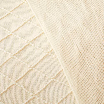 Acrylic Knitted Throw Blanket, White, 50 x 60 Inches - color: White