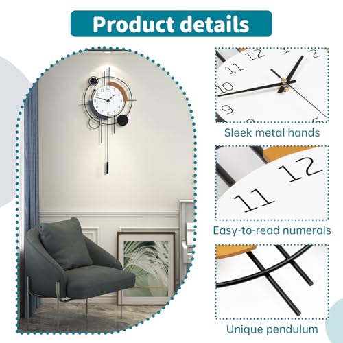 Large Wall Clocks for Living Room Decor Modern Silent Wall Clock - size: 14*23 inch