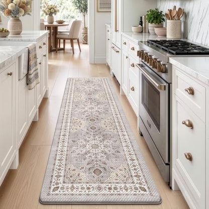 LUMI Kitchen Floor Mat Cushioned Anti Fatigue Runner Rug, 24"x87" - color: Grey & Taupe, size: 87"L x 24"W x 0.4"Th