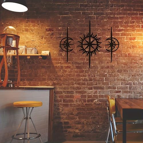DUOOLN 3pc Metal Star Wall Decor Art, Starburst Celestial Midcentury Sign - color: Celestial Body