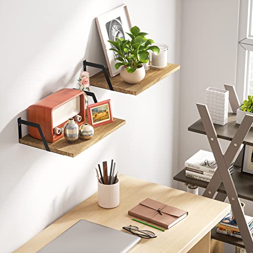 SRIWATANA Carbonized Black Deep Floating Shelves, Set of 2 Wood Wall Shelf - color: Carbonized Black