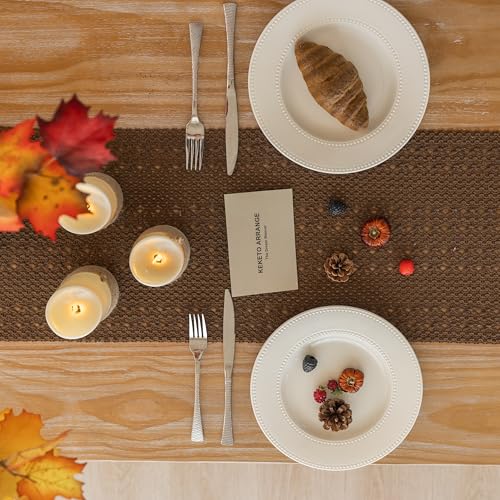 Fall Thanksgiving Boho Macrame Brown Table Runner 13x36 Inch - color: Brown, size: 36"L