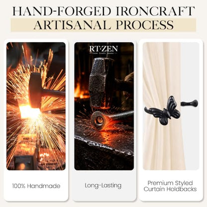 RTZEN Metal Curtain Tiebacks, Drapery Holders for Wall, 2 Pcs - size: Medium, style: Butterfly