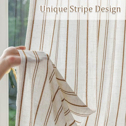 MYSKY HOME Light Brown Striped Curtains 102 Inches for Living Room 2 Panels - color: Light Brown, size: 50"W x 102"L (Pack of 2)