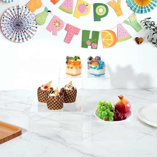 3-Pack Clear Acrylic Display Risers, Nesting Cube Boxes with Hollow Bottom - color: Clear