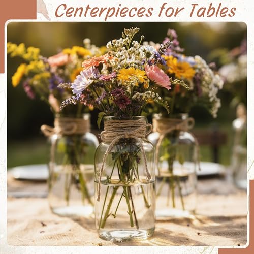 12 Pack Mason Jar Vases for Centerpieces, Clear Glass Flower Vase - color: Transparent
