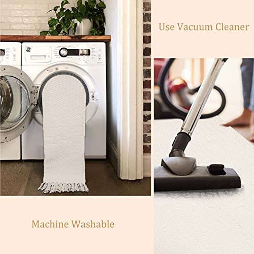 Lahome Boho Kitchen Runner Rug, 2x6 Washable Rugs for Bathroom Laundry Room - color: Beige/White, size: 2' x 6' (Runner)