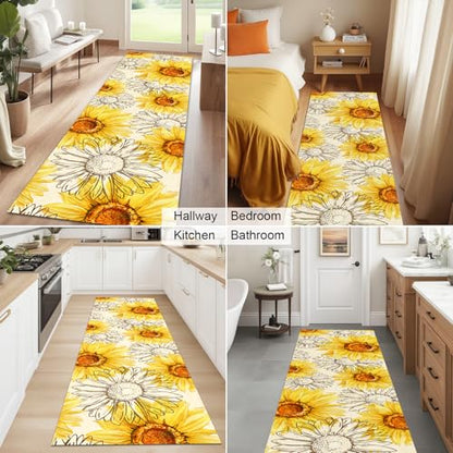 AooHHooA Sunflower Runner Rug 2x6 Non-Slip Washable Yellow - color: Sunflower-1, size: 2' x 6' (Runner)