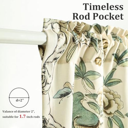 Leeva Rustic Farmhouse Cafe Curtains for Kitchen, Rod Pocket Small Window Curtains Over Sink, 30" x 30", Plants & Birds & Butterfly Print on Beige - color: M9, size: 30"W x 30"L (Pack of 2)