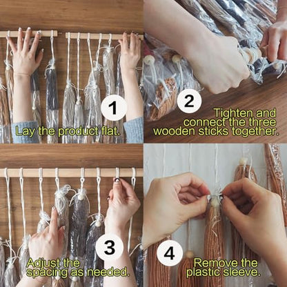Macrame Wall Hanging Yarn Boho Handmade Wave Tassel Home Decor 47"W*39"L - color: Multi
