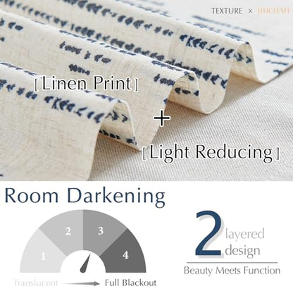 jinchan Striped Valance 18 Inch Modern Boho 1 Panel Blue on Linen - color: Boho Blue on Linen, size: 50"W x 18"L (Pack of 1)