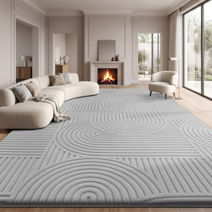 Sour Lemon 10x14 Area Rugs for Living Room Bedroom, Grey Rug Large Carpet - color: Light Grey, size: 10' x 14' (Rectangular)