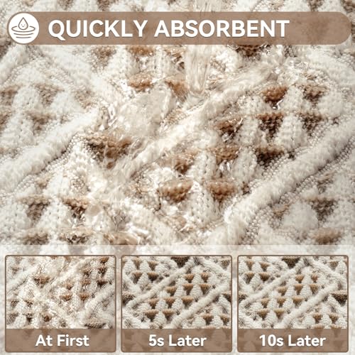 Waffle Bath Mat, Extra Soft Boho Bathroom Rugs, 20x32 Brown - color: Brown, size: 20" x 32"