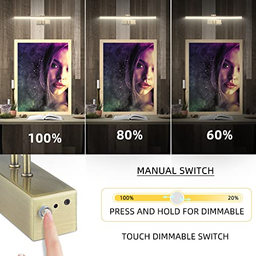 HEAGEERO Picture Lights for Wall,16in Gallery Light,5000mAh Art Light - color: Antique Brass-16"