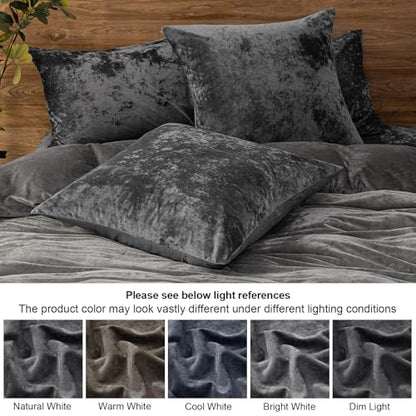 PHF Truly Velvet Euro Shams 26" x 26", Dark Grey, No Insert, 2 Pack - color: Dark Grey, size: 26" x 26" (Pack of 2)