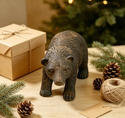 Rustic Bear Statue Shelf Decor - color: Black Brown-s