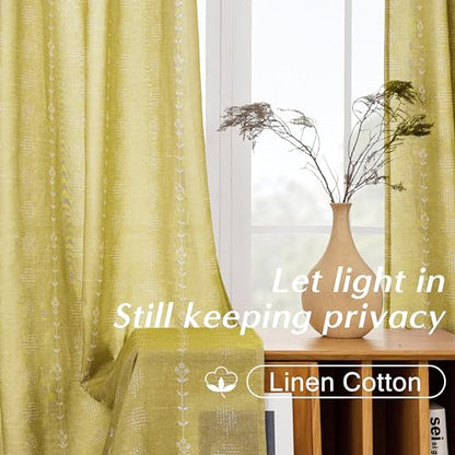 Mustard Yellow Boho Curtains, Retro Pattern Mid Century Modern Curtains for Bedroom Living Room Kitchen 63 Inch Length - color: Mustard Yellow ( in the Sunlight ), size: 52"W x 63"L (Pack of 2)