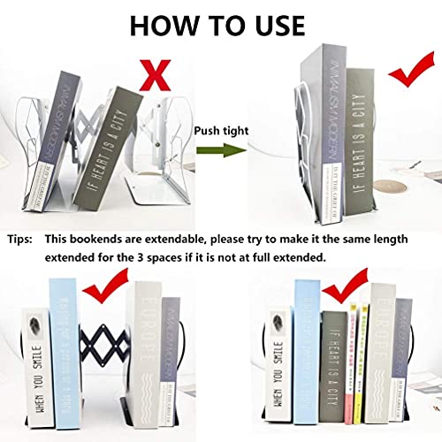Adjustable Bookends Metal Book Ends for Heavy Book Holder - color: Black-round